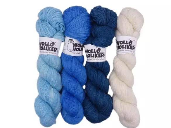 Wolloholiker Basic Garnset *Blaustrumpf* - Handgefärbte Wolle aus Bremerhaven.
